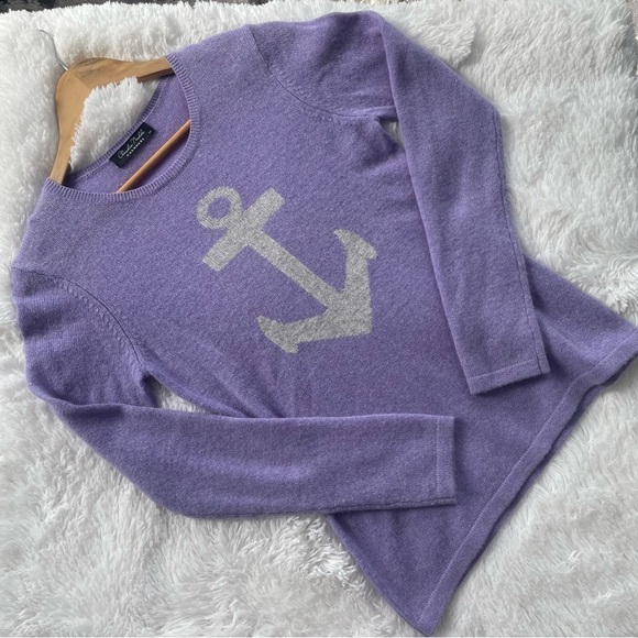 Claudia Nichole | cashmere nautical print lavender crewneck sweater, size small - Picture 15 of 15